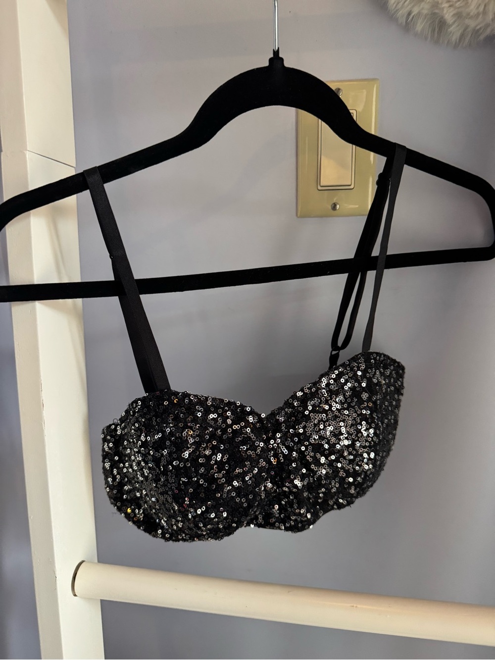 Black Sequin Bra Top